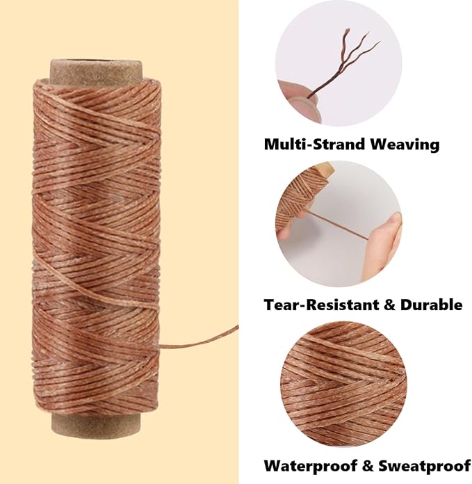 Leather Sewing Waxed, Waxed Thread for Beginners Leather Craft DIY Supplies, Shoe Repairing, Jewelry Making