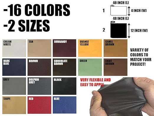 Leather Repair Tape – 12 X 48 inches Self Adhesive Waterproof Flexible Repair Patch Kit for Sofa Seating Couch Car Seat Drivers Seat Furniture Chair Leather Goods Light Brown