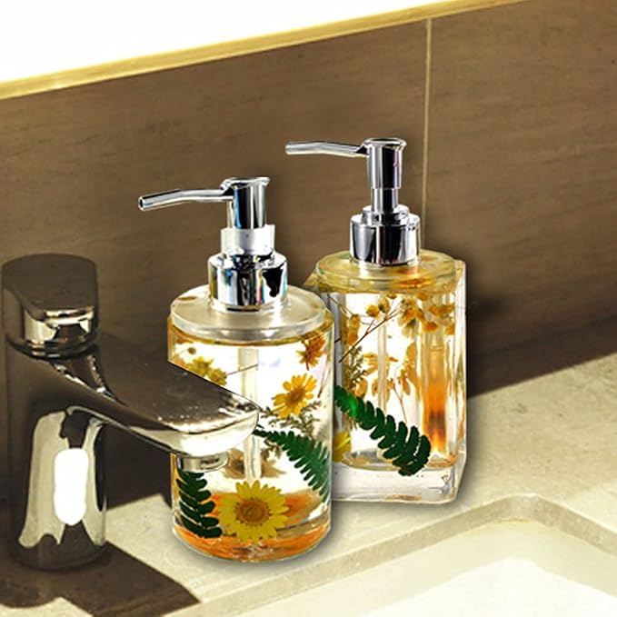 Dispenser Pump Bottle Resin Mold Kit, 1pcs Bathroom Silicone Bottle Mold with 6pcs Pump Dispenser for Soap,Shampoo,Lotions, Pump Bottles Mold for Hand Sanitizer, Conditioner, Home Decor(Square)