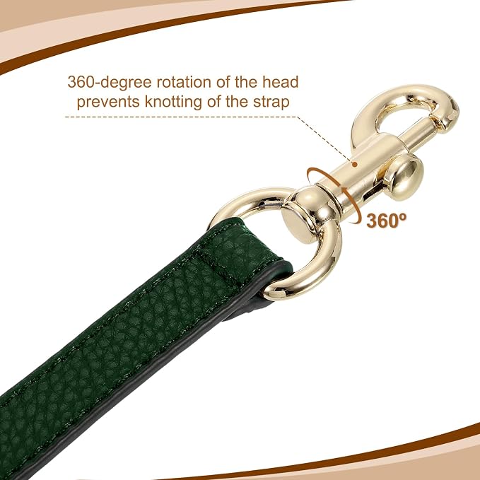uxcell 25.59 Inch PU Leather Short Bag Strap with Clasp, Purse Handles Handbags Replacement Straps for Clutch Bag Underarm Bags, Dark Green, Gold Buckle