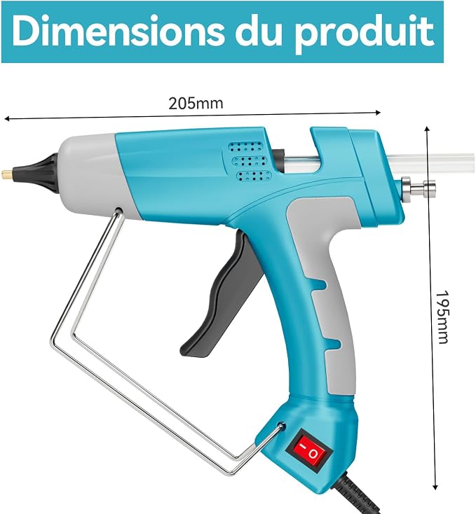 100W Hot Glue Gun Full Size Set with 30 Glue Sticks (0.43IN) for Wood, Metal, Ceramics, Leather, and DIY Projectse
