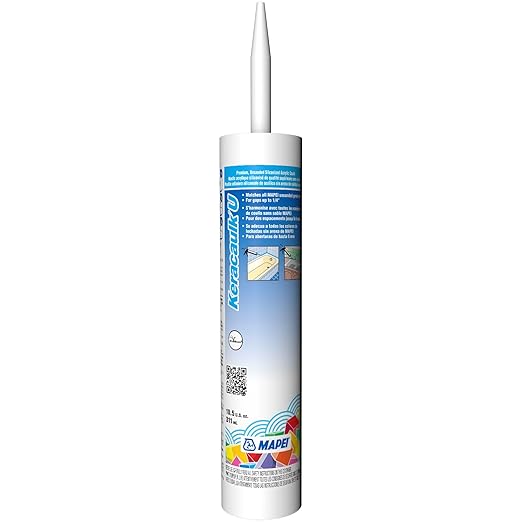 Mapei Keracaulk U Premium, Paintable, Unsanded, Siliconized Acrylic Caulk, Expertly Formulated to Match Grout Colors, 10 oz., 5220 Eggshell- Unsanded