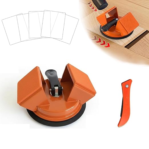 Heavy Duty 45° Floor Gap Fixer Tool | Iron Construction with Enhanced Suction Cup | Includes Slot Cutter & 5 Sticky Pads | Laminate & Vinyl Flooring Gap Repair & Installation Tool