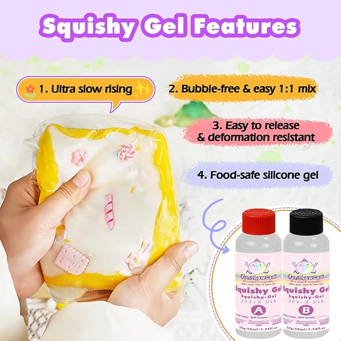 Taba Squishy Making Kit Ultra Slow Rising Soft Cream Gel Flex Rubber Liquid Silicone 3.5oz Pack