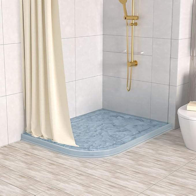 Duzzy 75 Inch Shower Threshold Water Dam, Shower Water Guard to Keep Water in Shower, Shower Water Stopper Dry and Wet Separation Suitable for Bathroom and Kitchen (Clear)