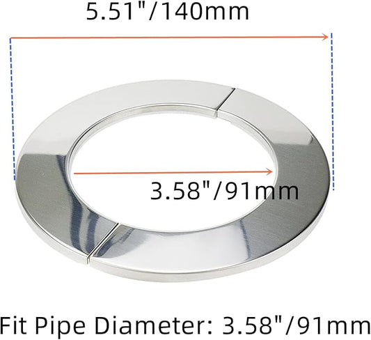 Wall Split Flange, Stainless Steel Round Escutcheon Plate for 3.58"/91mm Diameter Pipe, Pack of 2