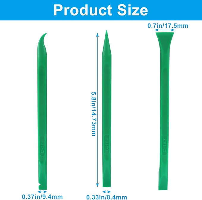 Plastic Scraper Tool 9 Pieces Non-Scratch Cleaning Kit for Tight Spaces, Remove Stickers Labels Oil Stains Food Dirt(Green)