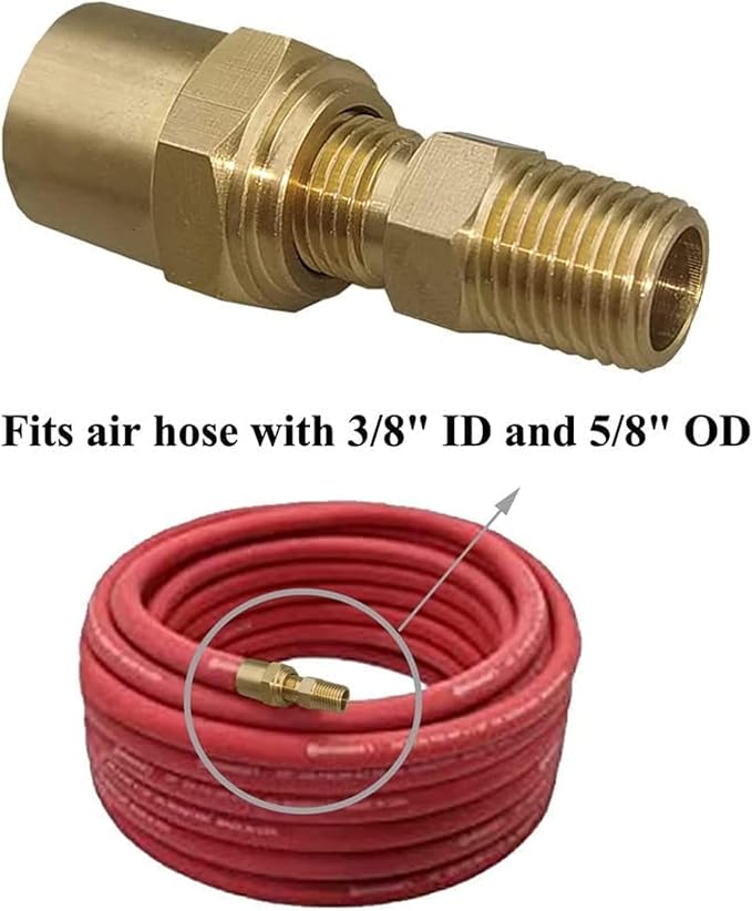 Pipe Fitting Adapter of 1/4" NPTF Male x 3/8" Hose ID x 5/8" Hose OD, Pipe Connector Replacement Part, Brass