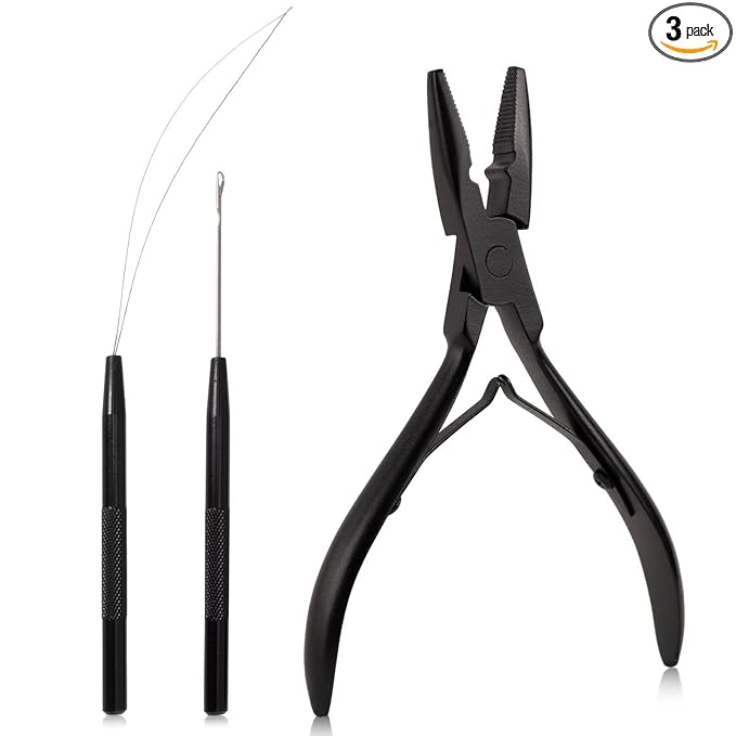 NEWISHTOOL Micro Links Hair Extensions Kit, Hair Extension Pliers for Beads, Hair Extension Loop Needle Pulling Hook Tool Bead Device Tool Kits, Micro Link Tools for Hair or Feather Extensions Styling