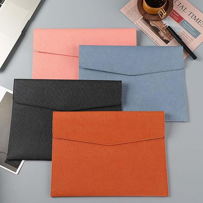 PU Leather A4 Document File Holder Folder Brown for Letter Size Waterproof Portfolio Filing Envelope Oragnizer Pocket Storage Case with Snap Closure for Receipt Contract Stationery Tablet