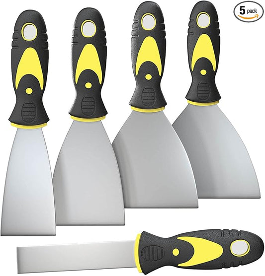 Rerdeim 5Pcs Putty Knife, Set, 1" 2" 3" 4" 5" Scraper, Spackle Knife, Paint Scraper, Scraper Tool, No Rusting, Perfect For Repairing Drywall, Removing Wallpaper, Mud, Plaster Scraping