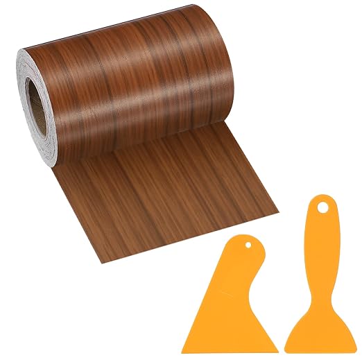 PATIKIL Wood Grain Repair Tape, 3" x 33' Self Adhesive Realistic Wood Tape with Scraper Durable Repair Patch for Furniture Floor Window Door Table DIY Home Decor, Dark Wood Grain