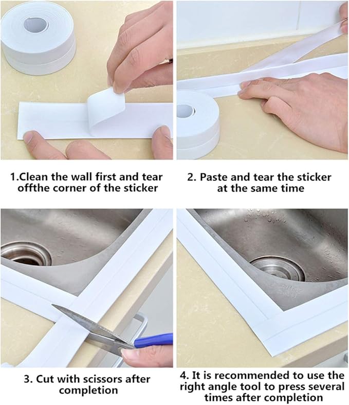 Caulk Strip Tape, Waterproof Dustproof PVC Self Adhesive Caulking Sealing Tape for Kitchen Sink Toilet Bathroom Shower Bathtub Wall(0.86" x11',Grey)