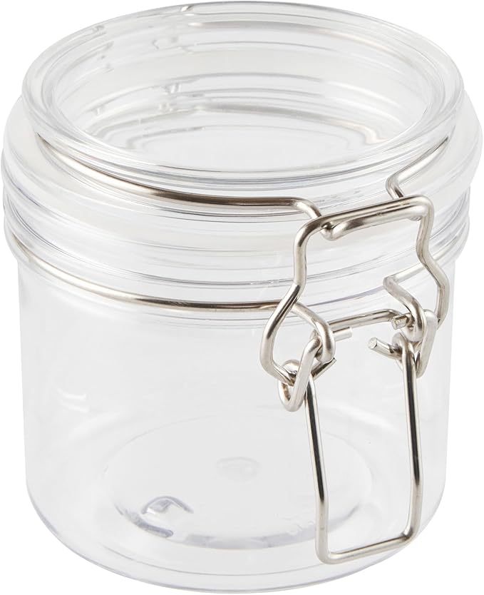 Restaurantware Food Container 2 Count 11.9 oz Plastic Airtight HInged Lid Jar Storage Canister Clear Wide Mouth