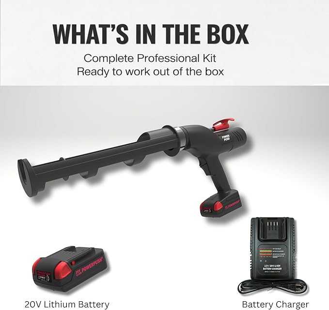 Heavy Duty Caulking Gun | 20V Cordless Caulk Gun | 29oz Cartridges 856m 1 Quart l | 900lbs Thurst | No Drip Professional Calking for Painters, DIYers, Automotive, Contractors