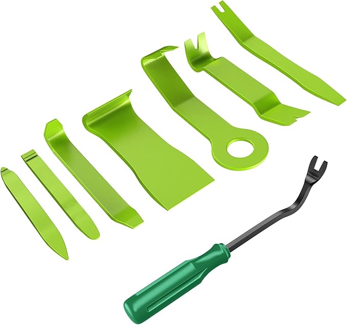 GOOACC 8PCS Auto Trim Removal Tool Kit No-Scratch Removal Tool Kit for Car Audio Dash Panel Window Molding Fastener Remover Tool Kit-Green