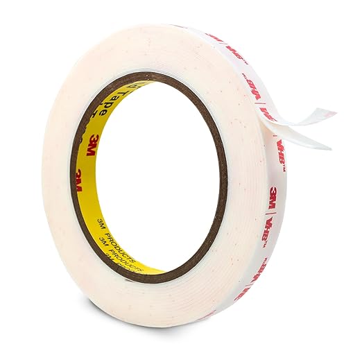 3M Double Sided Tape 1/2''x15.4Ft, 0.043in Thick 4950 Heavy Duty Mounting Tape, Wall Tape for Hanging, White Waterproof Heat Resistant Foam Tape for Automotive Car Decorations Pictures LED Strips