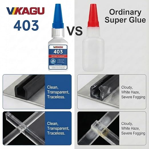 403 Super Glue Instant Adhesive Clear 20g for Porous Materials Metal Plastic and Rubber 2 Pack