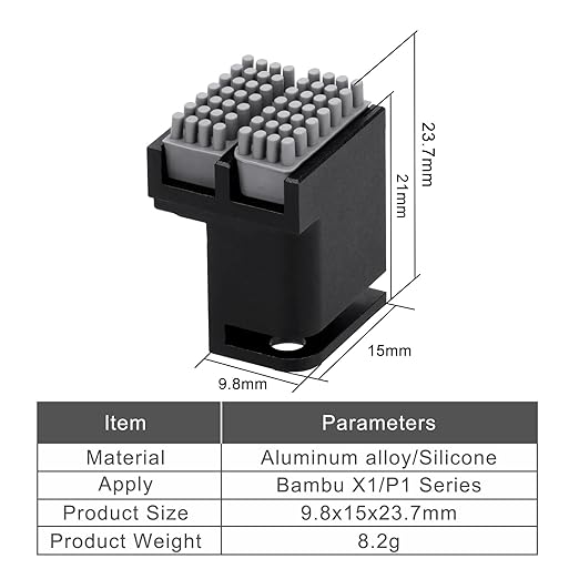 Brush PX with 4 Extra Silicone Brush, Nozzle Wiper for Bambu-Lab P1P/P1S/X1/X1C/X1E 3D Printers, Heatbed Mounted Silicone Brush Wiper, Nozzle Cleaning Tool Kit