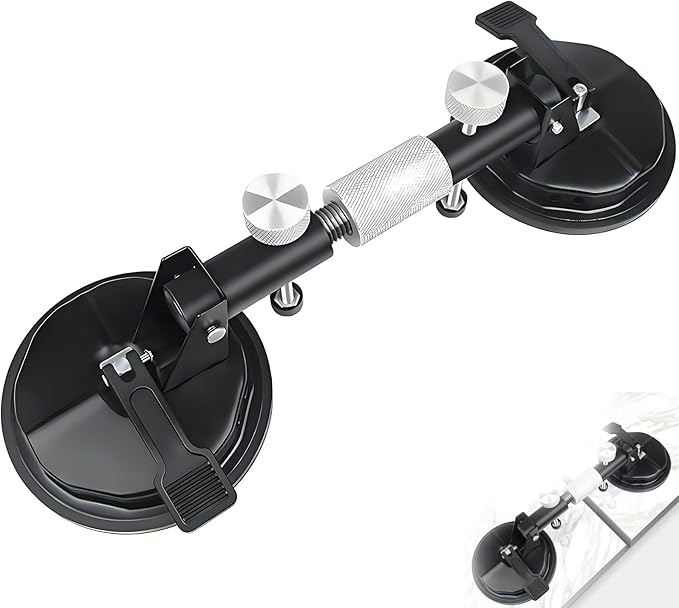 Laminate Floor Gap Repair Tool, Suction Cup Heavy Duty Aluminum Vacuum Glass Puller, Floor Gap Fixer Tool for Laminate, Granite, Marble, and Tile Installation (Black, Large)