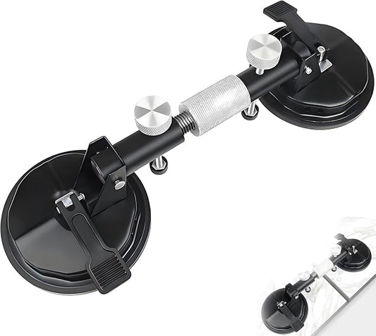 Laminate Floor Gap Repair Tool, Suction Cup Heavy Duty Aluminum Vacuum Glass Puller, Floor Gap Fixer Tool for Laminate, Granite, Marble, and Tile Installation (Black, Large)
