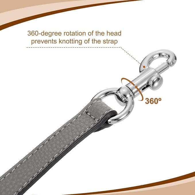 uxcell 19.29 Inch PU Leather Short Bag Strap with Clasp, Purse Handles Handbags Replacement Straps for Clutch Bag Underarm Bags, Grey, Silver Buckle