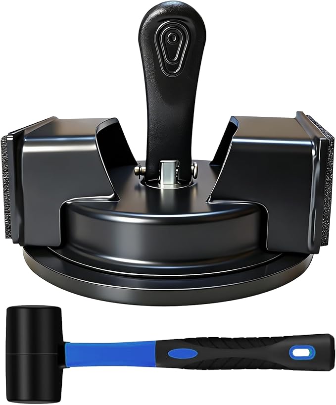 Floor Gap Fixer Tool for Laminate Floor Gap Repair,Floor Repair Kit with Suction Cup and Mallet,Perfect for Floor Gap Closing Repair Tool,Not Suitable for Scraped Surface Floor（Double headed black） ﻿