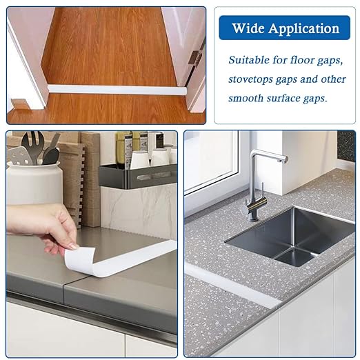 Floor Transition Strip Self Adhesive Floor Cover Strips Laminate 2" Wide Vinyl Flat Divider Transitions (5cm, 3.3Ft, White)