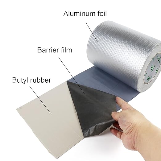 BOMEI PACK Butyl Tape, Waterproof 1.5mm x 8" W X 33'L, Multi-Use Leak Repair for Boat and Pipe Sealing, HVAC Ducts, Roof Crack, RV, Awning, Window Sealing, Upgraded Leak Proof Butyl, 1Pack