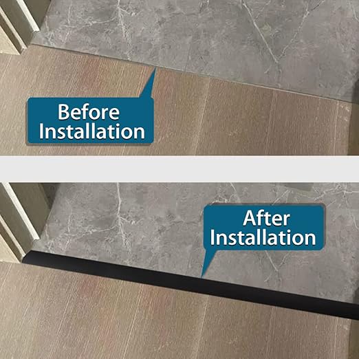 Floor Transition Strip 2" Self Adhesive Flat Vinyl Flooring Transitions Strip with Strong Backing (5cm, 10FT, Black)