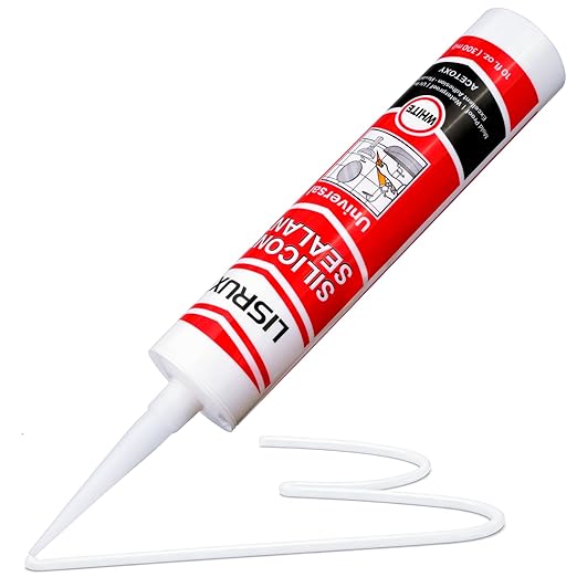 LISRUX Supreme Silicone Caulk for Kitchen & Bathroom, White, 10 fl oz Cartridge, 1 Pack - 100% Waterproof Silicone Sealant, Stronger Adhesion, Shrink & Crack Proof