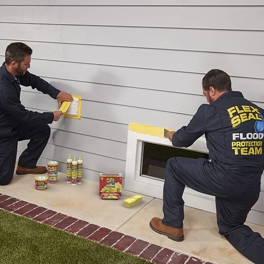 Flex Tape Flood Protection, 3.75 in x 20 ft, Waterproof Rubberized Tape, Removable, Use on Windows, Doors, Garage Doors, Casings, Thresholds, Conduits, Vents, Ducts