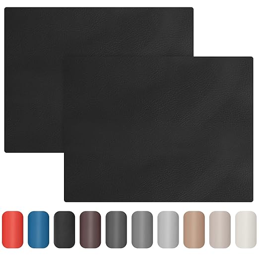 Leather Repair Patch 8x11 inch 2 Pcs, Self Adhesive Vinyl Repair Patch Kit, Leather Patches for Furniture, Couches, Car Seats, Cabinets, Wall, Handbags - Dark Black