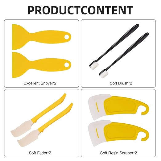 YIBECO 8pcs UV Resin 3D Printer Must-Have Tools, Scrapers, Silicone Spatulas,Brushes for Resin Transfer Cleaning and Protection Release FEP Film Vat Tank,3D Printer Accessories (8PCS)