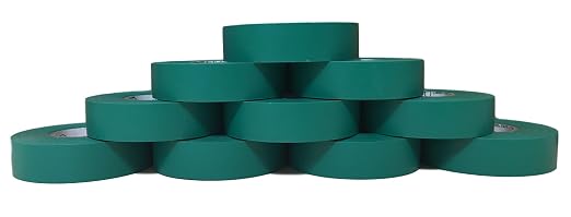 TradeGear Green 10 Pack - UL Listed Colored Electrical Tape, 60 ft x 3/4 in, 600V, Flame Retardant, Waterproof, Rubber Adhesive - Phase Marking, Wire ID, Automotive