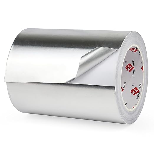 BOMEI PACK Aluminum Foil Tape,Heavy Duty Metal Foil Tape,High Temperature Silver Duct Tape,Perfect for Sealing & Patching,HVAC,Air Ducts,Insulation and Metal Repair (6 Inch)