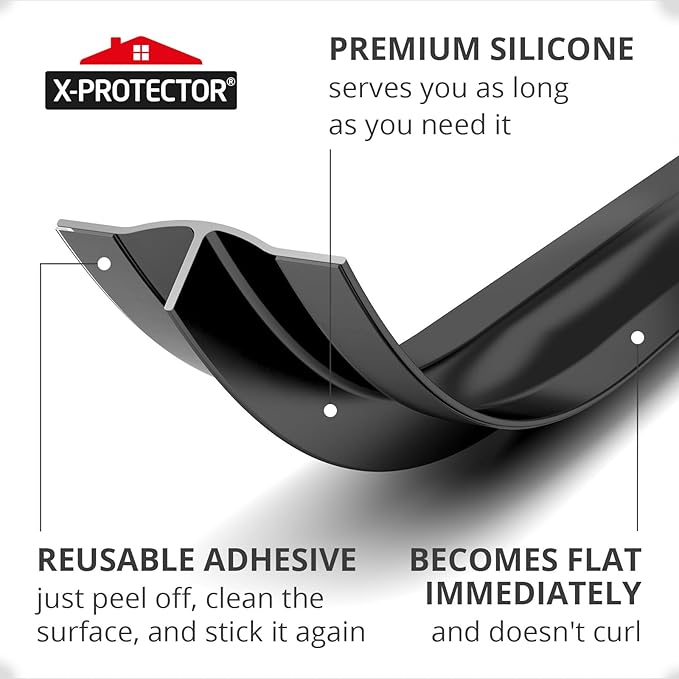 Silicone Stove Gap Cover X-Protector – 50” x 2" Guard Between Stove and Counter – Self-Adhesive Premium Counter Gap Filler – Heat Resistant Oven Counter Gap Protector – Silicone Stove Top Spill Guard