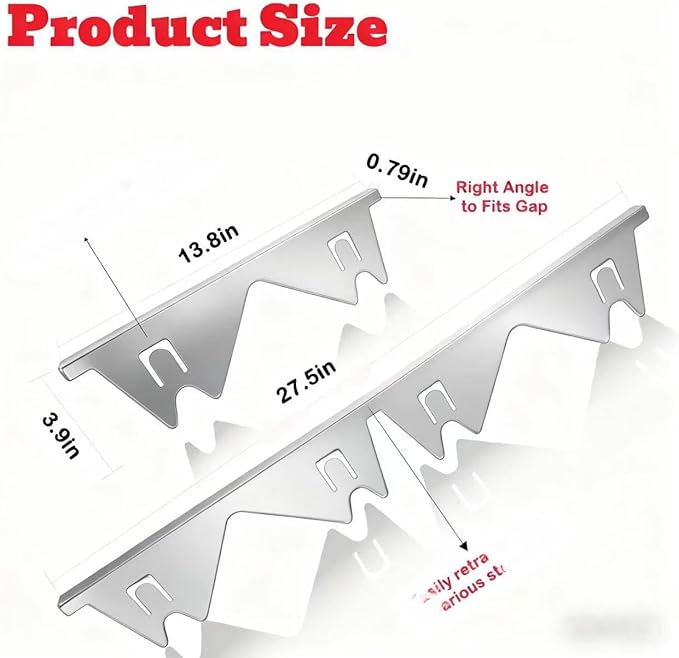 2Pcs Stainless Steel Stove Gap Covers,Adjustable Stove Gap Filler Easy Retractable Length 13.8" to 27.5", Seal Cover for Between Stove and Countertop Stove Gap Guards Range Trim Kit (SILVER)