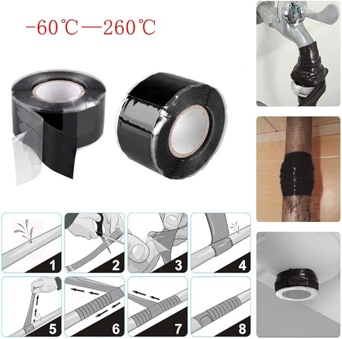 Self-Fusing Silicone Tape, Stretchable Waterproof Tape, Electrical Wires Wrap Emergency Pipe & Plumbing Repair Tape, 2.5cmx1.5m, White