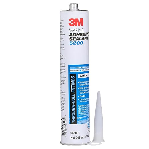 3M Marine Adhesive Sealant 5200 (06500) Permanent Bonding & Sealing for Boats & RVs Above & Below the Waterline Waterproof Repair, White, 10 fl oz Cartridge (Pack of 12)