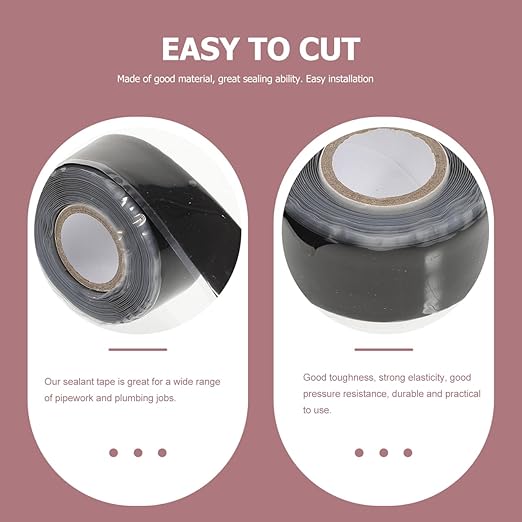 HOMSFOU 2Pcs Self Fusing Rubber Tape for Pipe Leak Repair Waterproof Sealing Tape for Plumbing Garden Hose Leak Stopper Easy Cut and Install-1in(W) X 10ft(L)