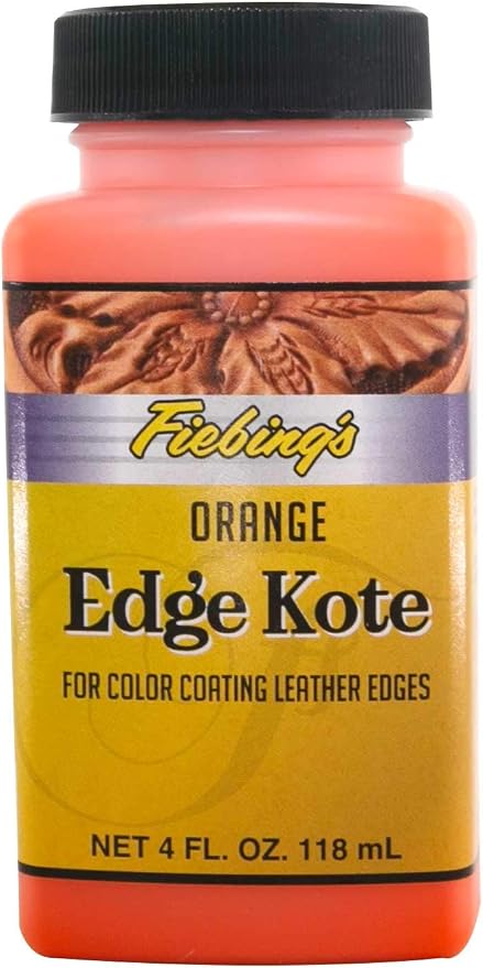 Fiebing's Edge Kote 4 Fl Oz - Orange - for Coloring Leather Edges on Purses, Bags, Shoes, Holsters, Wallets, etc