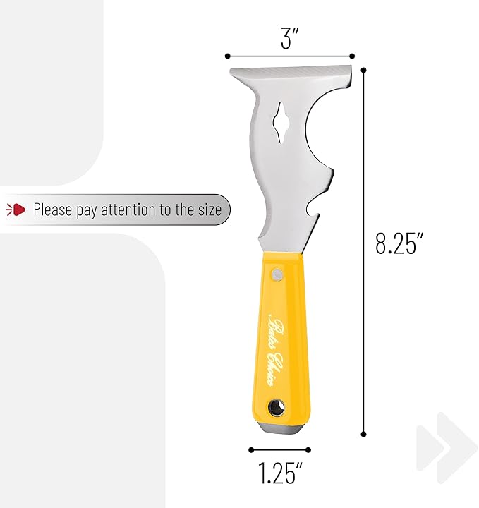 Bates- Paint Scraper, 10 in 1 Painters Tool, Yellow Handle Paint Scrapers for Wood, Painters Tool, Painters Knife, Paint Scraper for Painting, Putty Knife, Metal Scraper, Spackle Knife, Putty Scraper