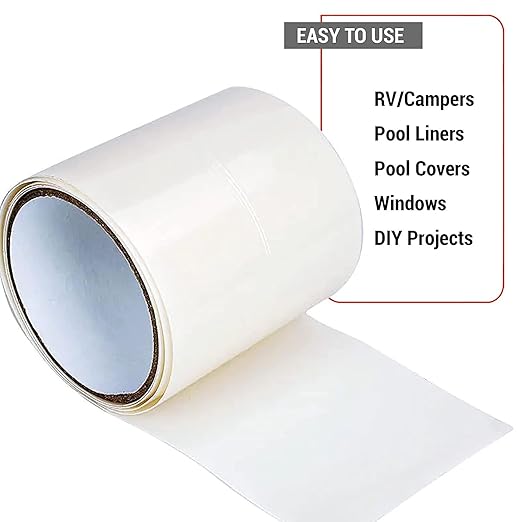 CANOPUS Waterproof Patch and Seal Tape, 4" x 5' White, Roof & Gutter Rubber Repair Tape, Fix Leaks on Hoses, Pipes, Gutters, Roofs, Boats, Pool Liners, Seal Coaxial Antenna and Electrical Cables