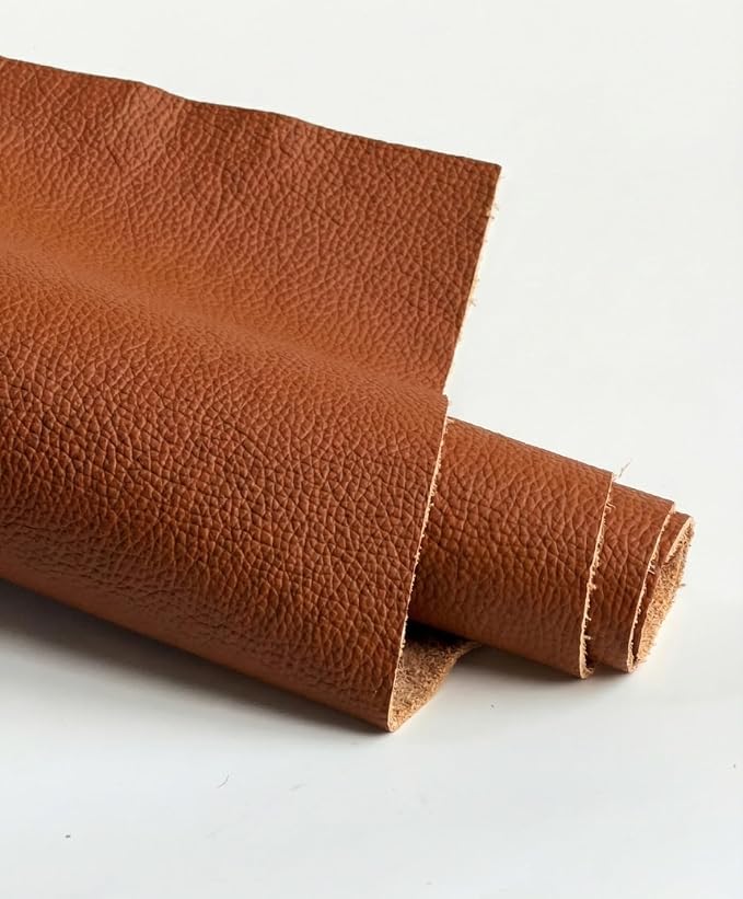 12'' x 24'' Genuine Full Grain Cowhide Leather Sheet — Soft Leather for Upholstery Repair, Handbags, Wallets, Sewing, Crafts, & DIY Projects — 1.1-1.3mm (3oz) Pre-Cut (Cognac Brown, 5 Pieces)