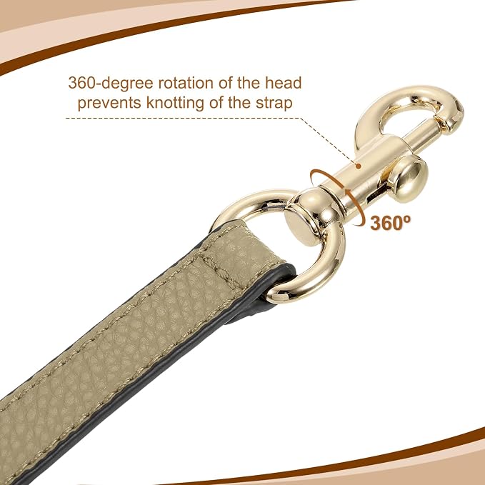 uxcell 19.29 Inch PU Leather Short Bag Strap with Clasp, Purse Handles Handbags Replacement Straps for Clutch Bag Underarm Bags, Khaki, Gold Buckle