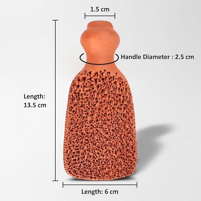 BEAUTICONE 100% Natural Terracotta Pumice Stone for Feet - Durable Callus Remover for Cracked Heels & Dead Skin - Dual Sided Foot Scrubber Pedicure Tool for Foot Care, Foot Exfoliator