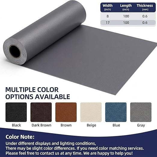 Qextce Leather Repair Patch Tape, Gray, 8x100 Inch | Self-Adhesive, Waterproof, Wear Heat Resistant, Vinyl Leather Repair Kit, For Furniture, Car Seat, Sofa, Couch, Luggage