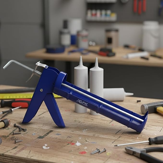 ADAK - Professional Caulking Gun, 10:1 Thrust Ratio, Caulking Gun No Drip, Hand Tool for Silicone & Sealant Application, Smooth Pressure Caulk Gun, Caulking Gun Tool (Blue)