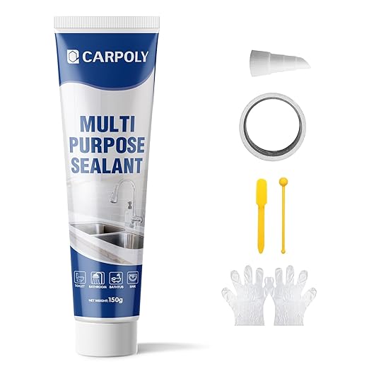 Silicone Caulk for Kitchen & Bathroom, Waterproof White Caulk for Sink, Toilets, Windows, Doors, Strong Adhesion, Shrink & Crack Proof,Long-Lasting(White, 5.29oz)